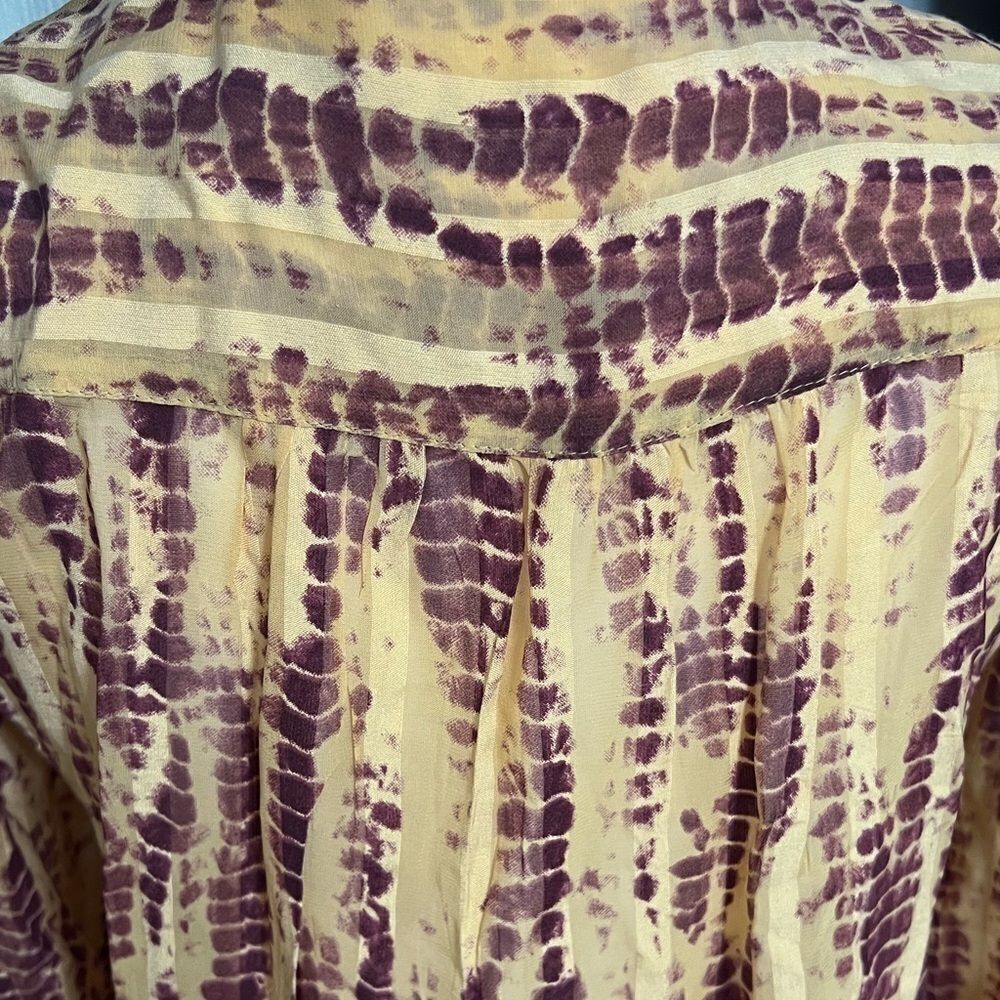 ANTHROPOLOGIE extra small Maritzia Tie-Dye Blouse yellow purple long sleeve - Picture 8 of 12